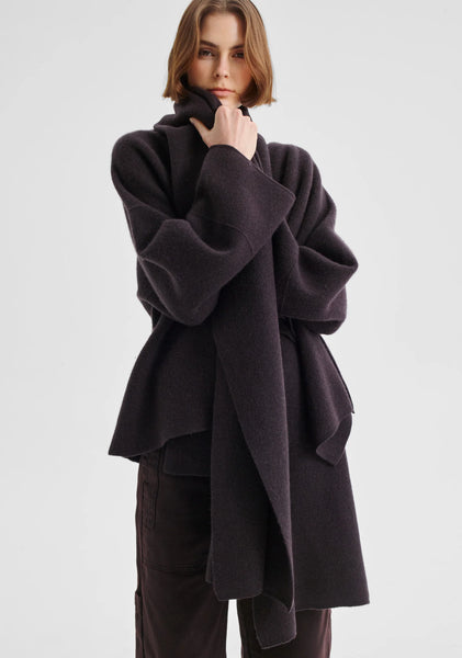 The Valerie Knit Wrap Jacket in Espresso