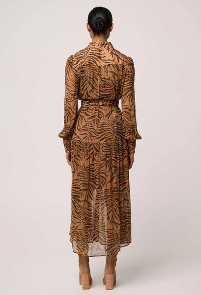 The Solene Sheer Viscose Midi Dress in Exotica
