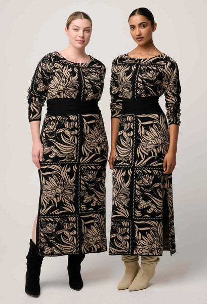The Wanderer Merino Wool Blend Floral Knit Dress in Flora Deco