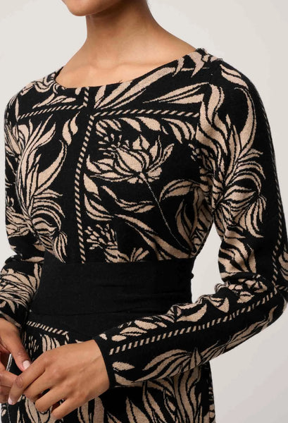 The Wanderer Merino Wool Blend Floral Knit Dress in Flora Deco
