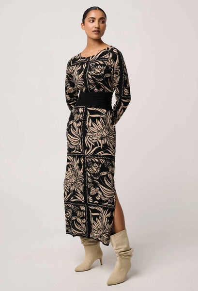 The Wanderer Merino Wool Blend Floral Knit Dress in Flora Deco