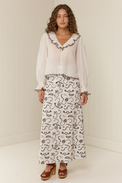 The Darcy Top in Regatta Embroidery