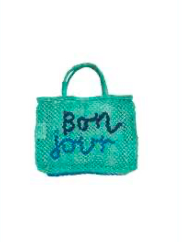 The Bonjour Aqua Jute Bag Small in Indigo/Cobalt