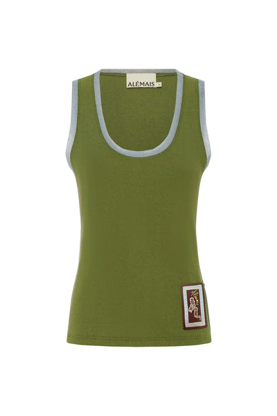The Ramon Cotton Tank Top in Sage