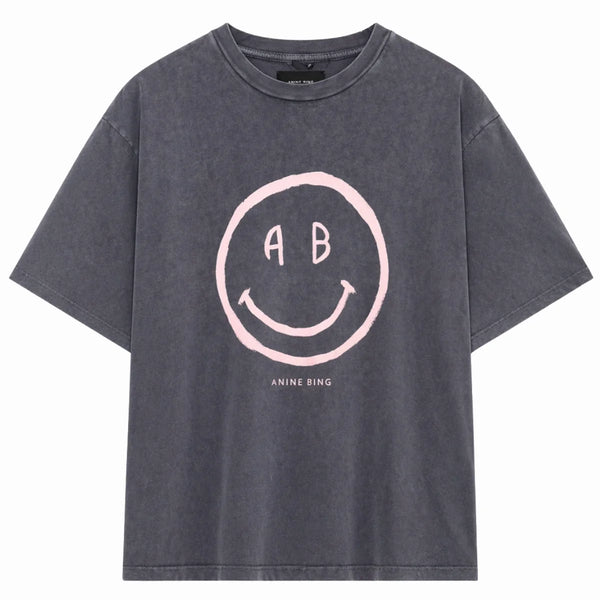 The Cade Tee Smiley in Washed Grey